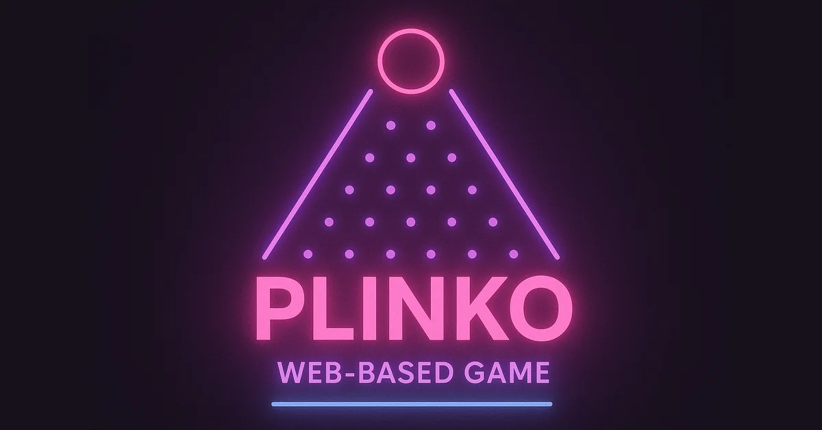 Plinko title card: a neon peg pyramid, web-based game